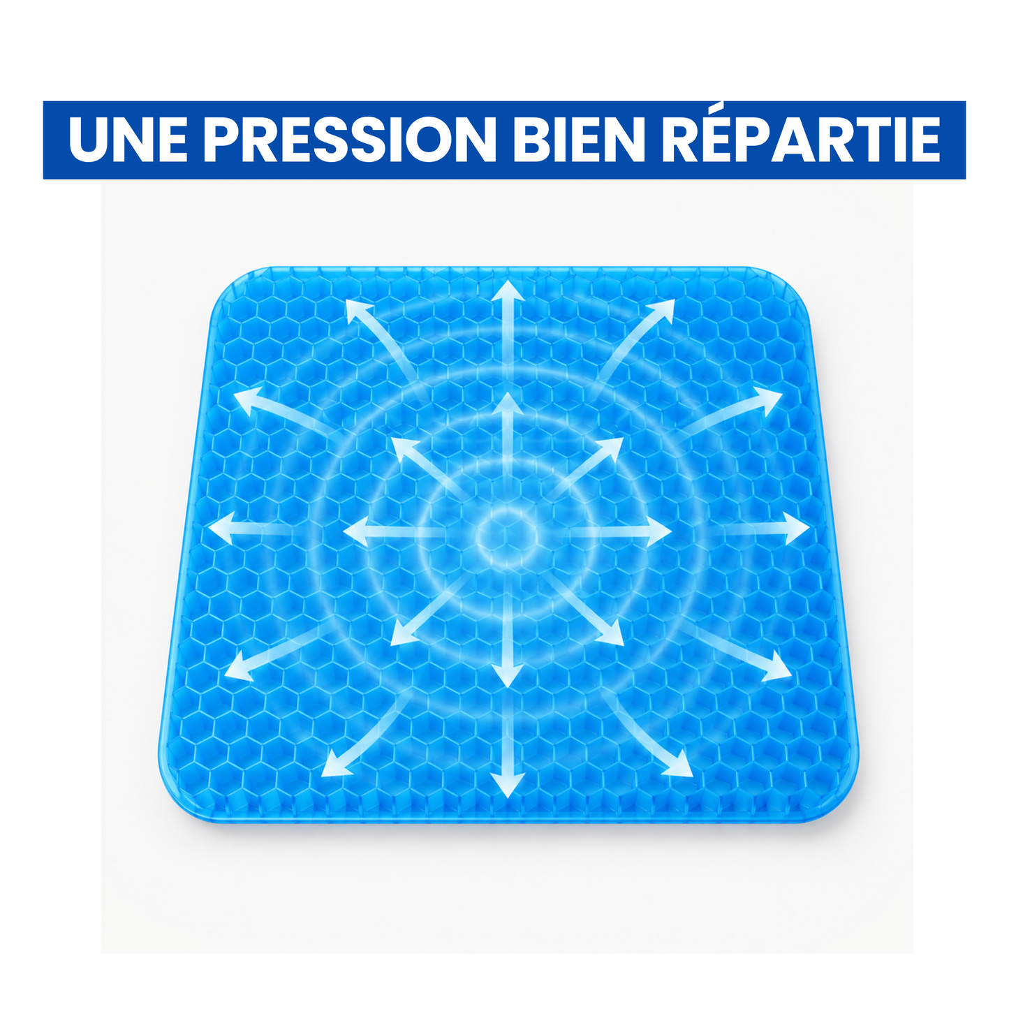 Coussin Gel Nid d'Abeille KEENSE — Confort Bureau & Longue Position Assise