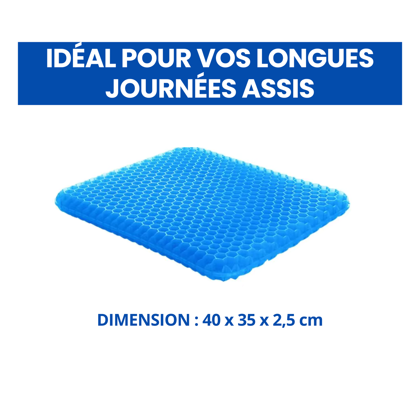 Coussin Gel Nid d'Abeille KEENSE — Confort Bureau & Longue Position Assise